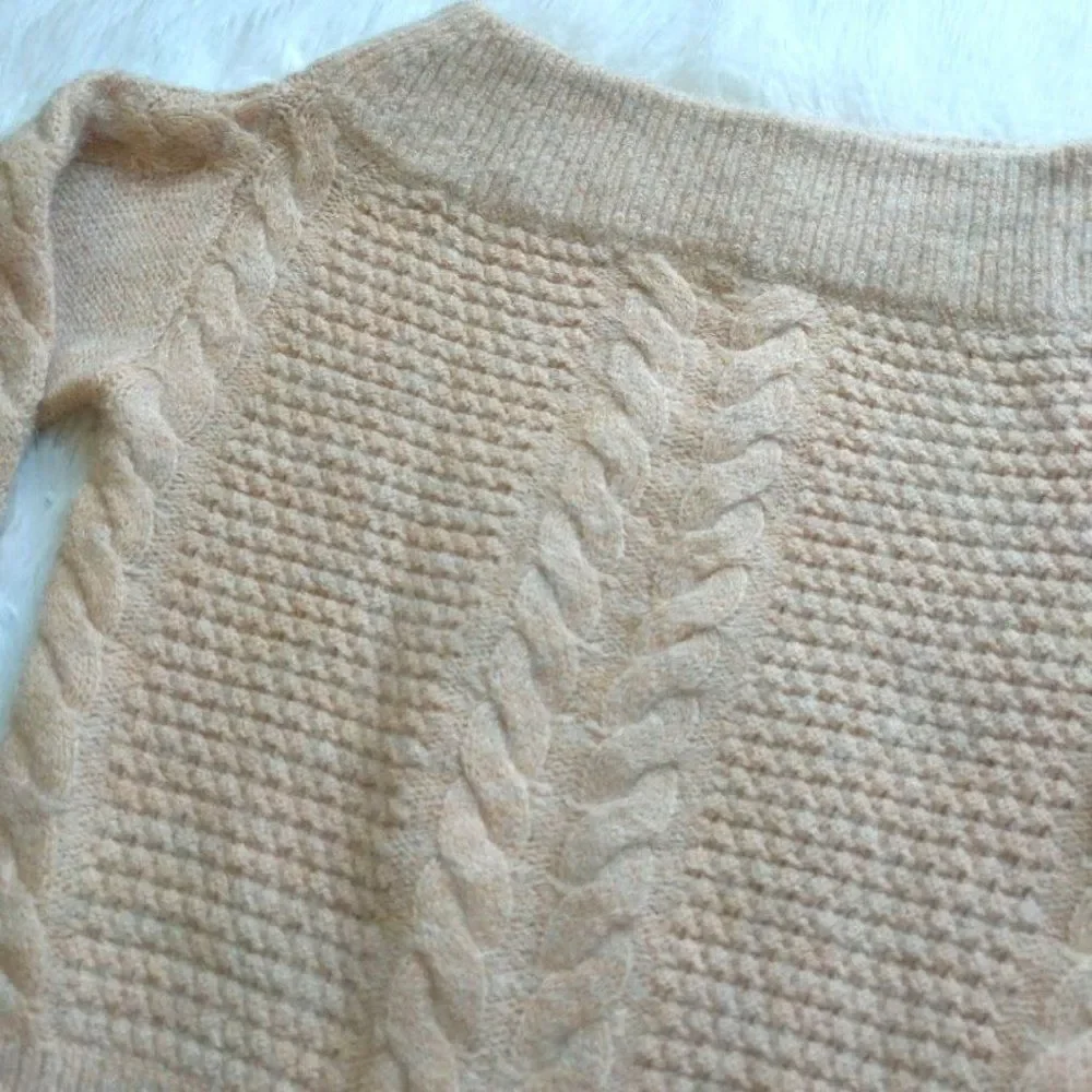 Anthropologie Sleeping On Snow Sweater Cable Knit Light Pink Cozy Coquette XS